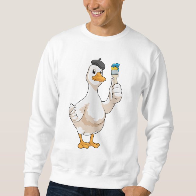 Moletom Pato como Pincel com pincel de pintura (Frente)