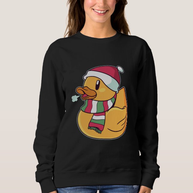 Moletom Pato de Borracha do Natal Chapéu do Papai Noel Pre (Frente)