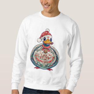 Moletom Pato do Folclore de Natal Vestindo um Chapéu de Pa