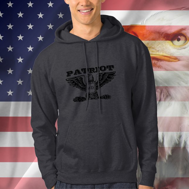 Moletom Patriota Americano da Águia, Monograma Hoodie Masc (American Eagle Patriot, Monogram Men's Hoodie)