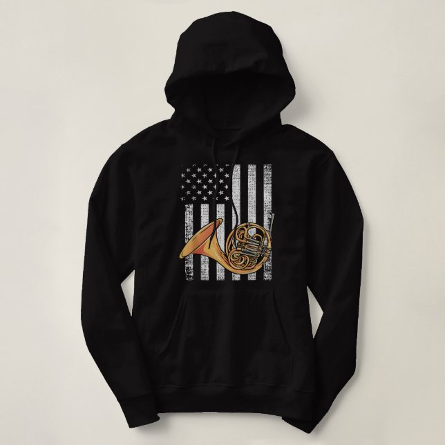 Moletom Patriotic American Flag Design - Corno Francês (Frente do Design)