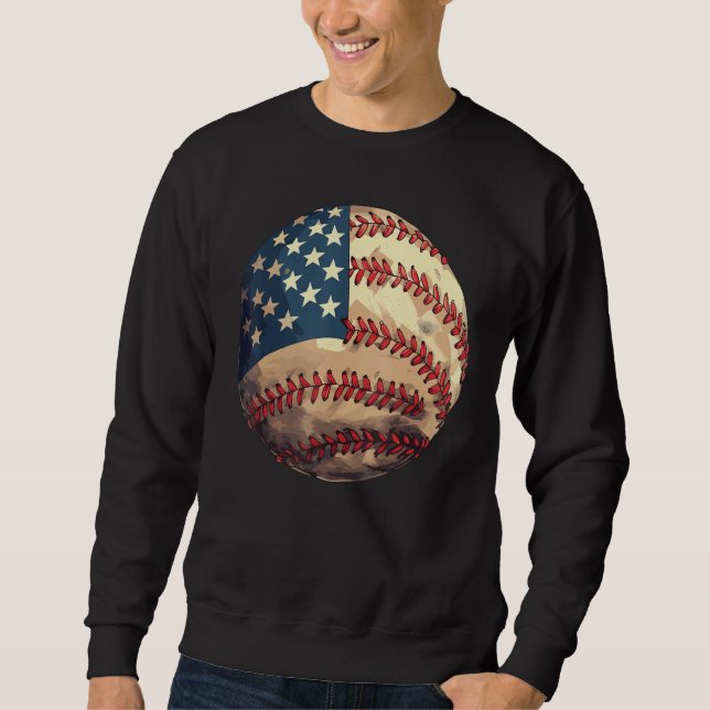 Moletom Patriotic Baseball 4th Of July USA American Flag (Frente)