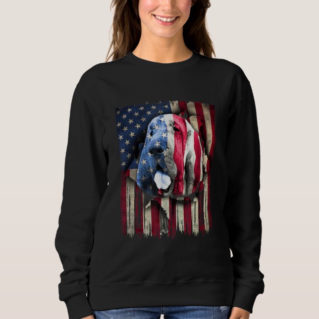 Moletom Patriotic Bloodhound American Flag USA Dog (Frente)