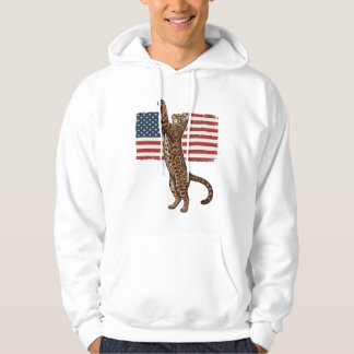 Moletom Patriotic Cat American Flag Vintage Vector Design_