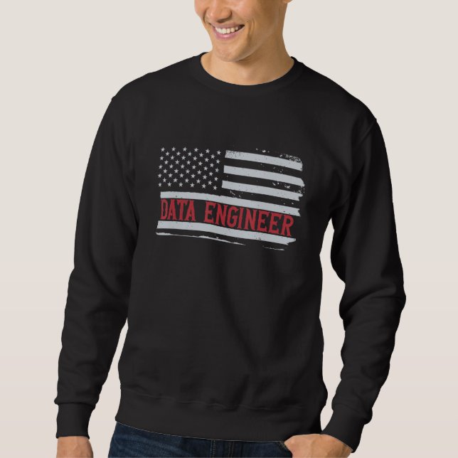 Moletom Patriotic Data Engineer USA Flag Scientist Informa (Frente)