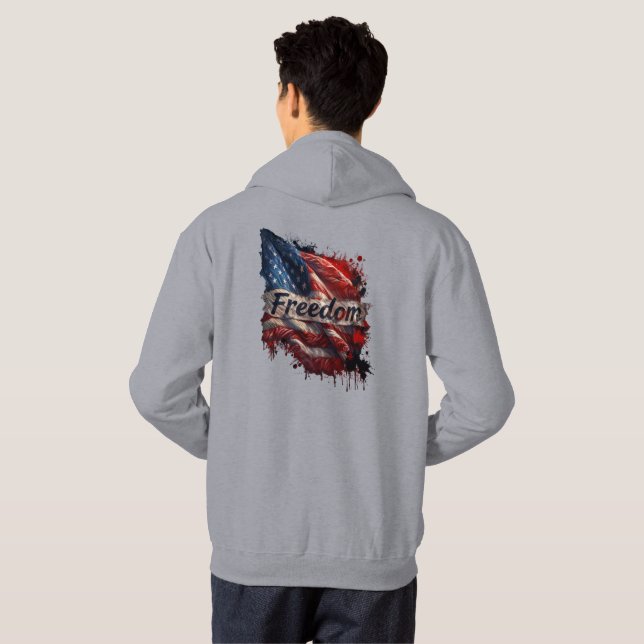 Moletom Patriotic "Freedom" Hoodie with "Navy" on Pocket (Parte Traseira Completa)