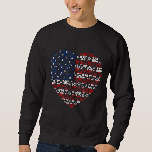 Moletom Patriotic Love Heart American Flag Quarto (Frente)
