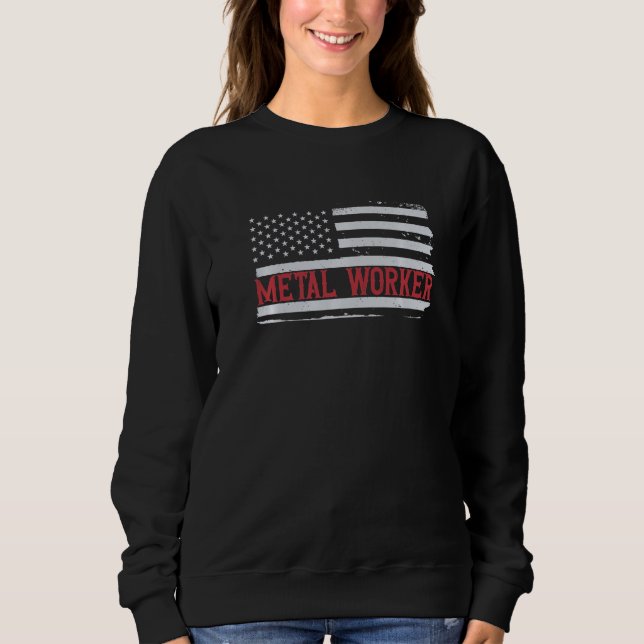 Moletom Patriotic Metal Worker EUA Flag Mechanic Technicia (Frente)