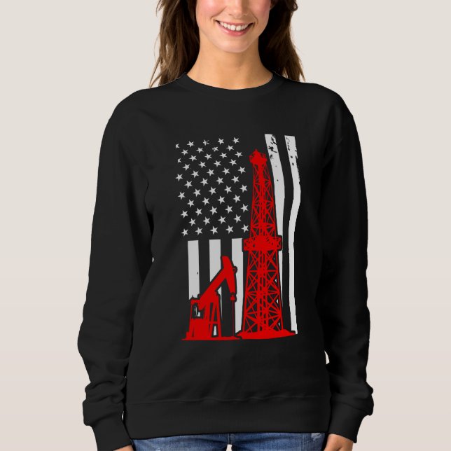 Moletom Patriotic Oilfielder Oildrilling American Flag Oil (Frente)