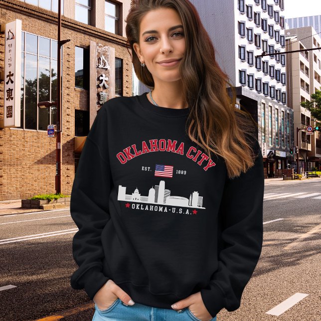 Moletom Patriotic Oklahoma City Flag & Skyline Hoodie (Criador carregado)