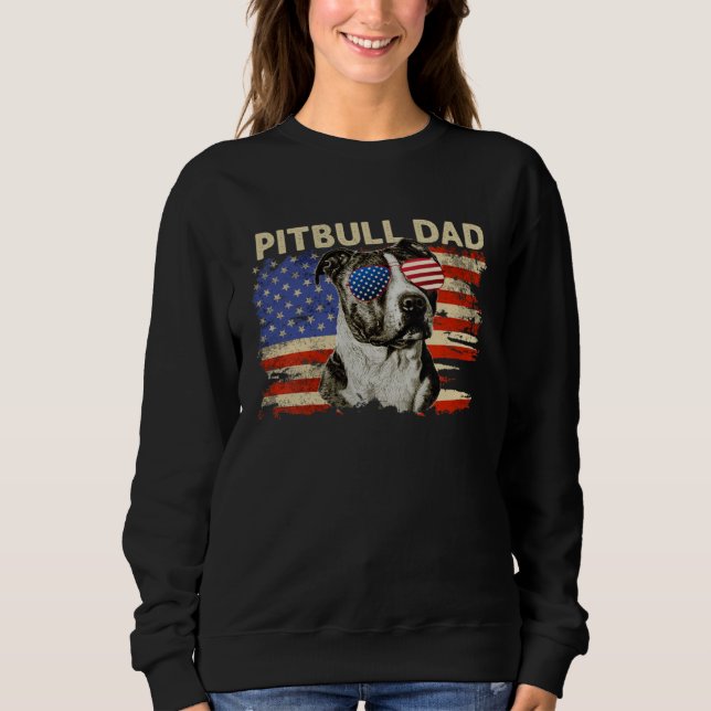 Moletom Patriotic Pitbull Dad  4th of July American Flag U (Frente)