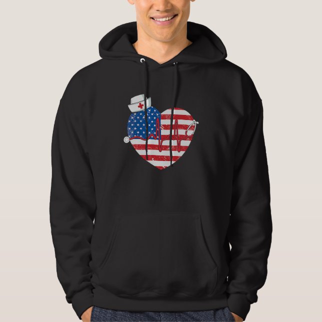 Moletom Patriotic RN LPN CNA American Flag July 4th Nurse (Frente)