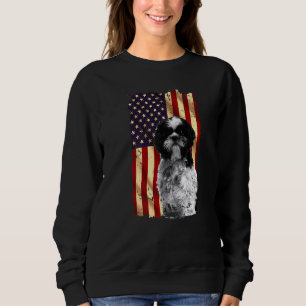 Moletom Patriotic Shih Tzu American Flag 4 de julho