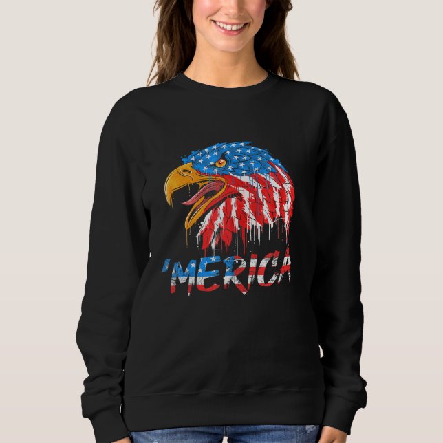 Moletom Patriótica Bald Eagle Merica 4 De Julho Americano  (Frente)
