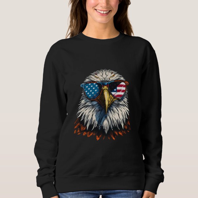Moletom Patriótico Da Bandeira Americana Bald Eagle Em Qua (Frente)