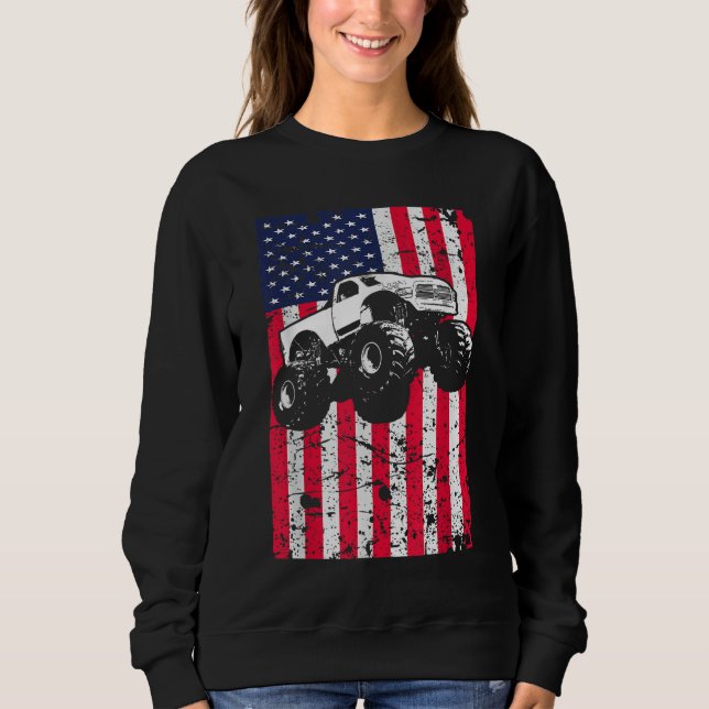 Moletom Patriótico do Monster Truck American Flag Racing U (Frente)