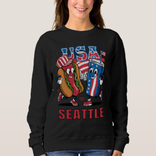 Moletom Patriótico EUA Seattle Hot Dog e Soda
