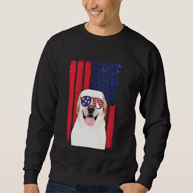 Moletom Patriótico Labrador Cão 4 De Julho Americano Fl (Frente)