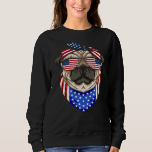 Moletom Patriótico Pug 4 De Julho Cão - Bandeira Americana