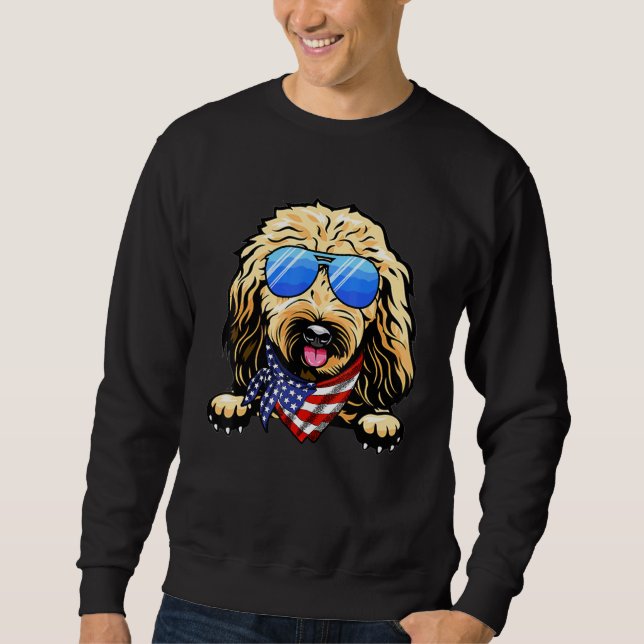 Moletom Pavilhão Americano Goldendoodle 4 De Julho (Frente)