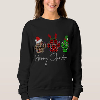 Moletom Paw Dogs Buffalo Plaid & Leopard Design Merry Chri