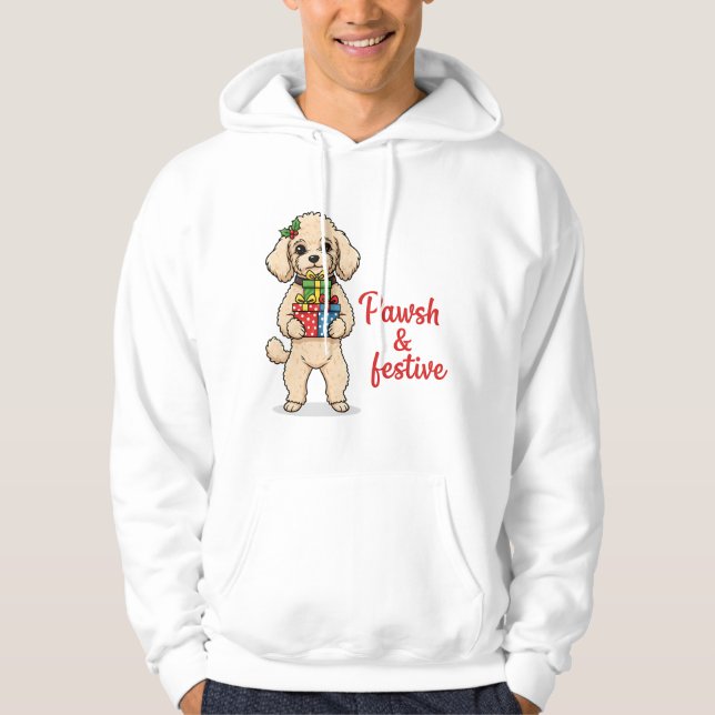 Moletom Pawsh and Festive Dog Hoodie, Fancy Christmas Dog  (Frente)