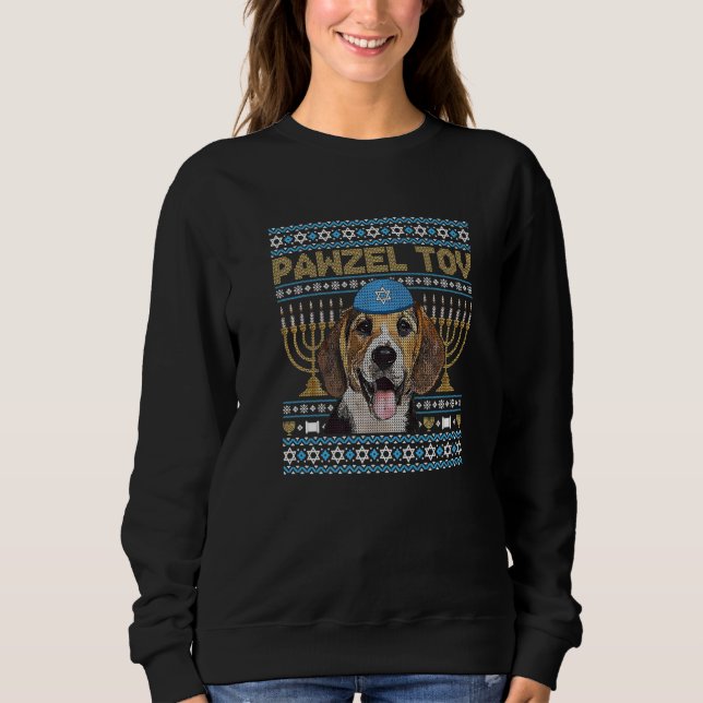 Moletom Pawzel Tov Jewish Beagle Dog Funny Hanukkah Premiu (Frente)