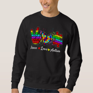 Moletom Paz Amor Autismo Poppin Autism Consciência Mês Fi