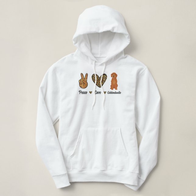 Moletom Paz Amor Goldendoododle Leopard Lover Pet Dog (Frente do Design)