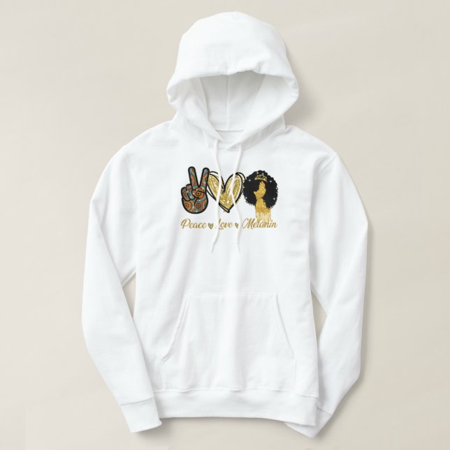 Moletom Paz Amor Melanin Menina Negra Garota Afro Rainha B (Frente do Design)