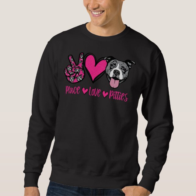 Moletom Paz Amor Pitbull Cachorro Rosa Pia (Frente)