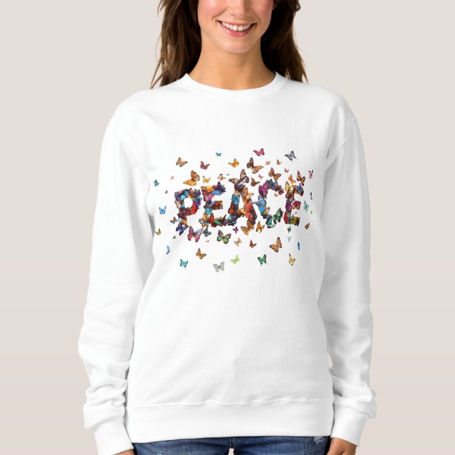 Moletom PEACE Joy Butterfly Print | Colorful Inspirational (Frente)