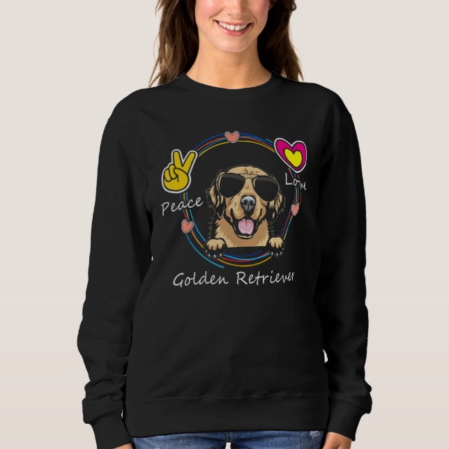 Moletom Peace Love and Golden Retriever Cute Dog  for Moth (Frente)