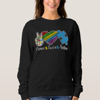 Moletom Peace Love Autism Puzzle In April We Wear Blue For