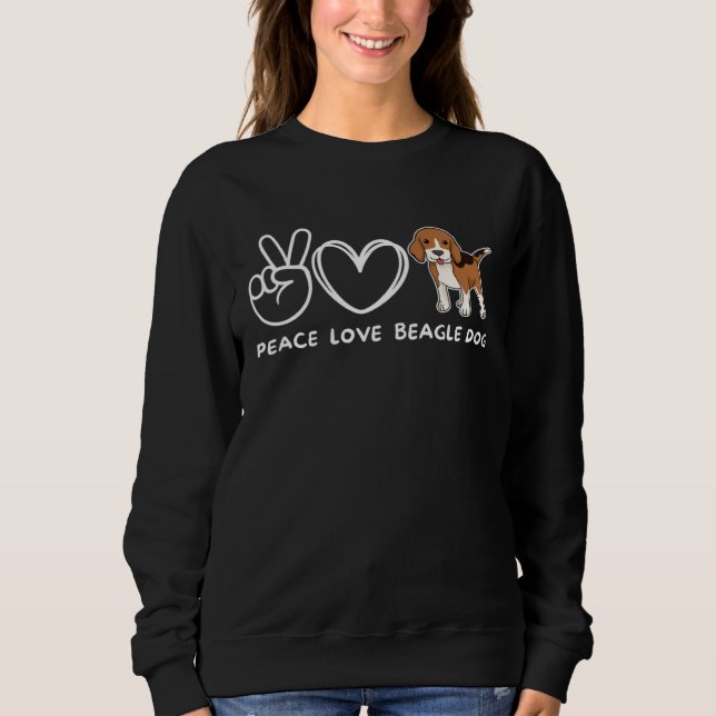 Moletom Peace Love Beagle Dog Retro Beagle Dog (Frente)