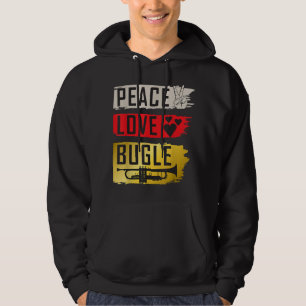 Moletom Peace Love Bugle Drumline Music Bugle Music Instru
