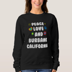 Moletom Peace Love Burbank California Patriotic Ca Patriot