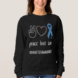 Moletom Peace Love Cure Diabeto Blue Ribbon T1d Diabetes