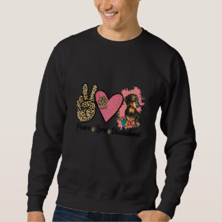 Moletom Peace Love Dachshund Leopard Heart Floral Pet Owne