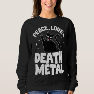 Moletom Peace Love & Death Metal Cat Punk Rock Metal