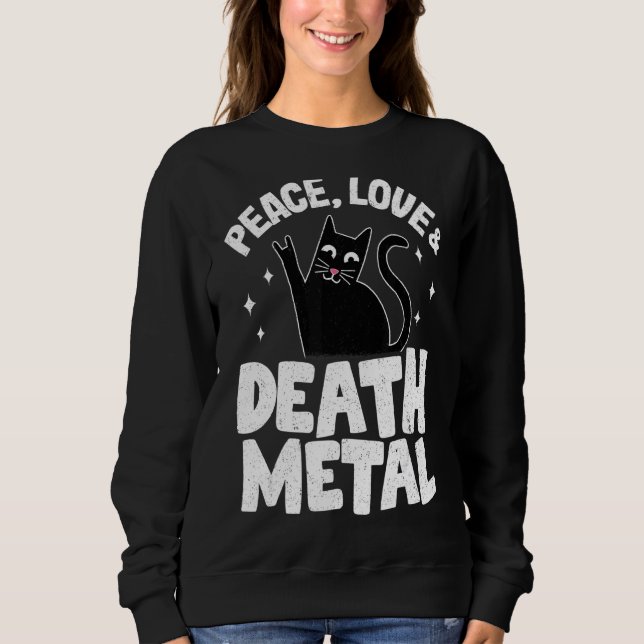 Moletom Peace Love & Death Metal Cat Punk Rock Metal (Frente)