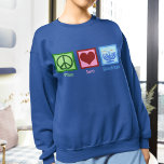 Moletom Peace Love Hanukkah<br><div class="desc">Camiseta Hanukkah do Peace Love para uma mulher judia que gosta de celebrar Chanukah. Um bonito sinal de paz, coração, e uma bela menorah.</div>