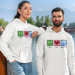 Moletom Peace Love Hanukkah<br><div class="desc">Peace Love Hanukkah unisex hoodie para um homem ou mulher judeu que gosta de celebrar Chanukah. Um bonito sinal de paz, coração, e uma bela menorah.</div>