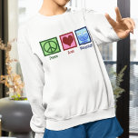 Moletom Peace Love Hanukkah Women's<br><div class="desc">Peace Love Hanukkah,  camisa de moletom para uma mulher judia que gosta de celebrar Chanukah. Um bonito sinal de paz,  coração,  e uma bela menorah.</div>