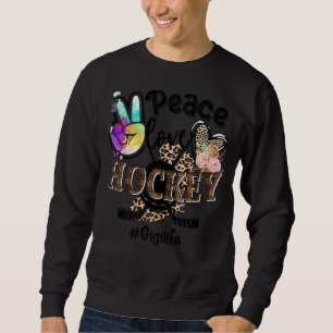 Moletom Peace Love Hockey Gigi Life Mãe Avó Leopardo