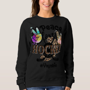 Moletom Peace Love Hockey Yaya Life Mãe Avó Leopardo