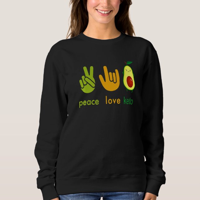 Moletom Peace Love Keto Funny Painter Avocado Hand Sign De (Frente)