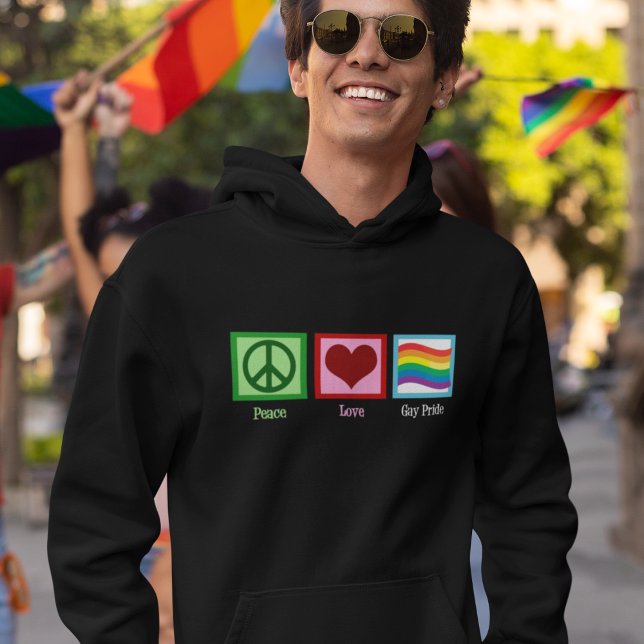 Moletom Peace Love Orgulho gay Parade Rainbow Flag (Criador carregado)