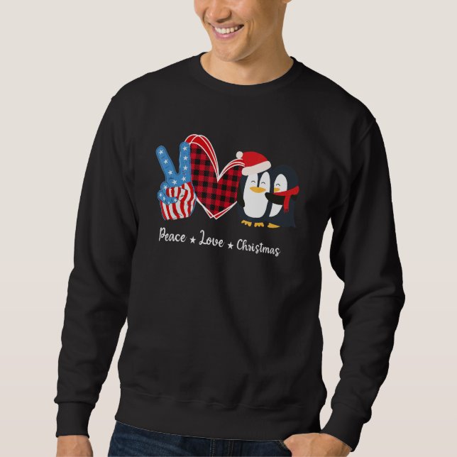 Moletom Peace Love Penguin Buffalo - Xadrez Matchin (Frente)