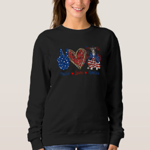 Moletom Peace Love Pitbull Dog Patriotic America Flag 4th